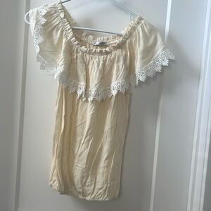Griffin Paris Cream and Lace Blouse - Size M